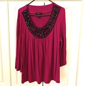 Cable & Gauge Fuchsia/Dark Pink Women's Top, Size 2X